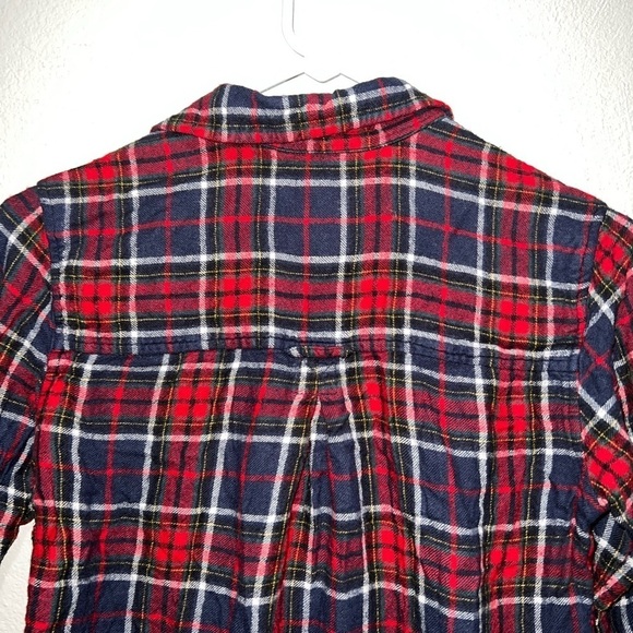 American Eagle Red Blue Plaid Long Sleeve Button Down Shirt - Picture 4 of 6